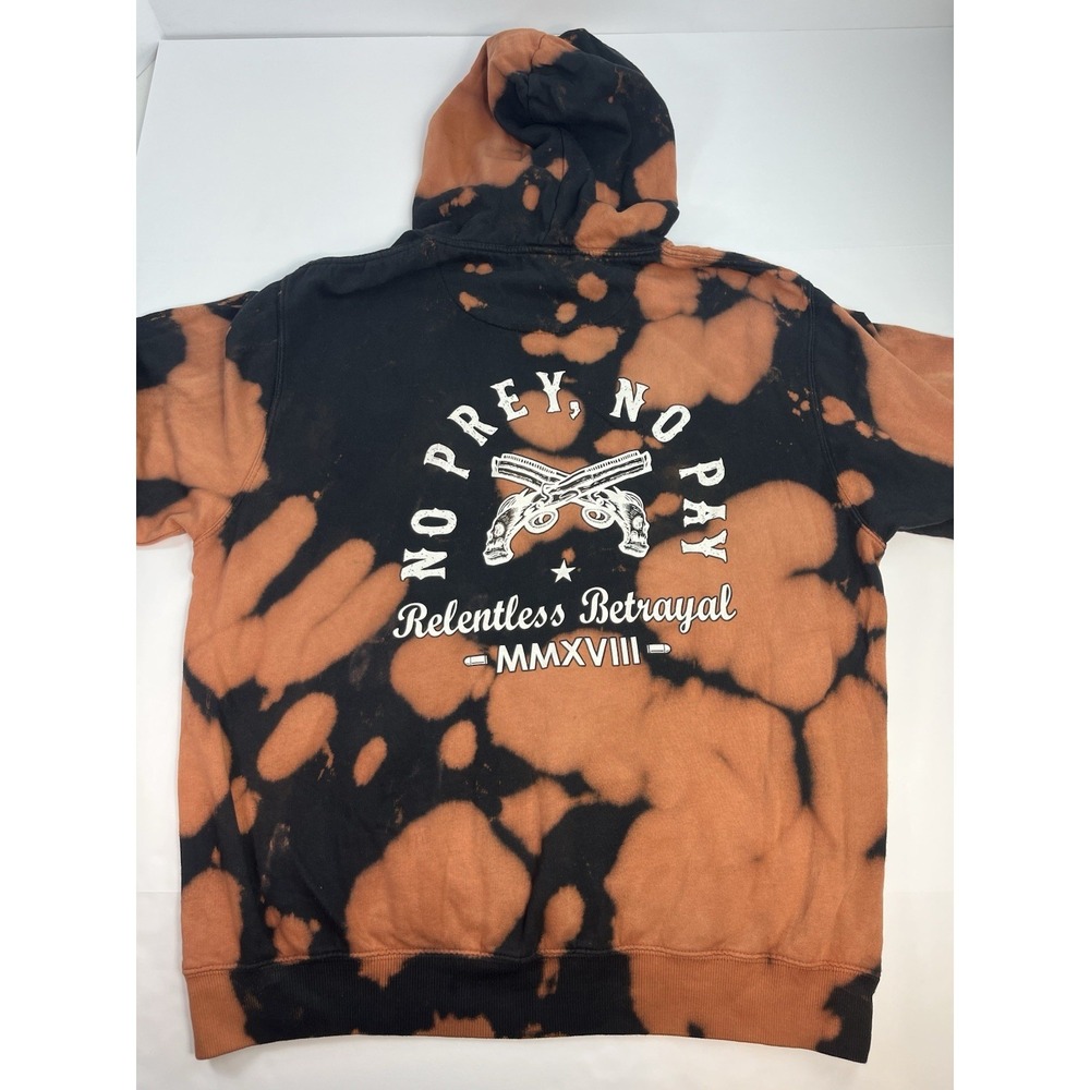 Relentless Betrayal No Prey No Pay Graphic Bleach Wash Hoodie Men's L Streetwear